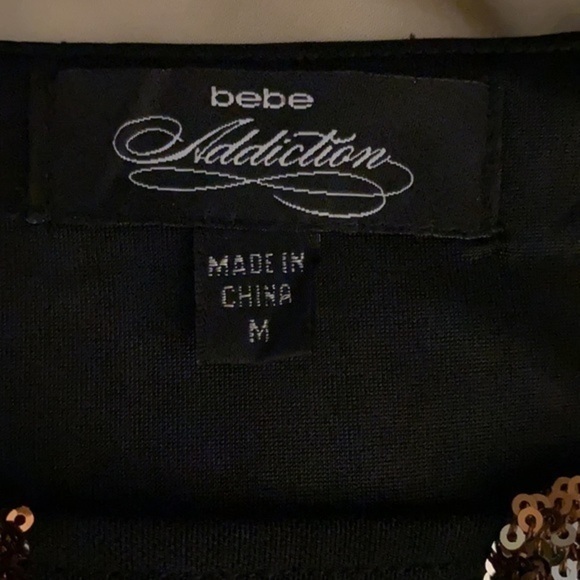 BEBE ADDICTION Black Gold Mini Sequin body iconic party dress - Picture 7 of 9